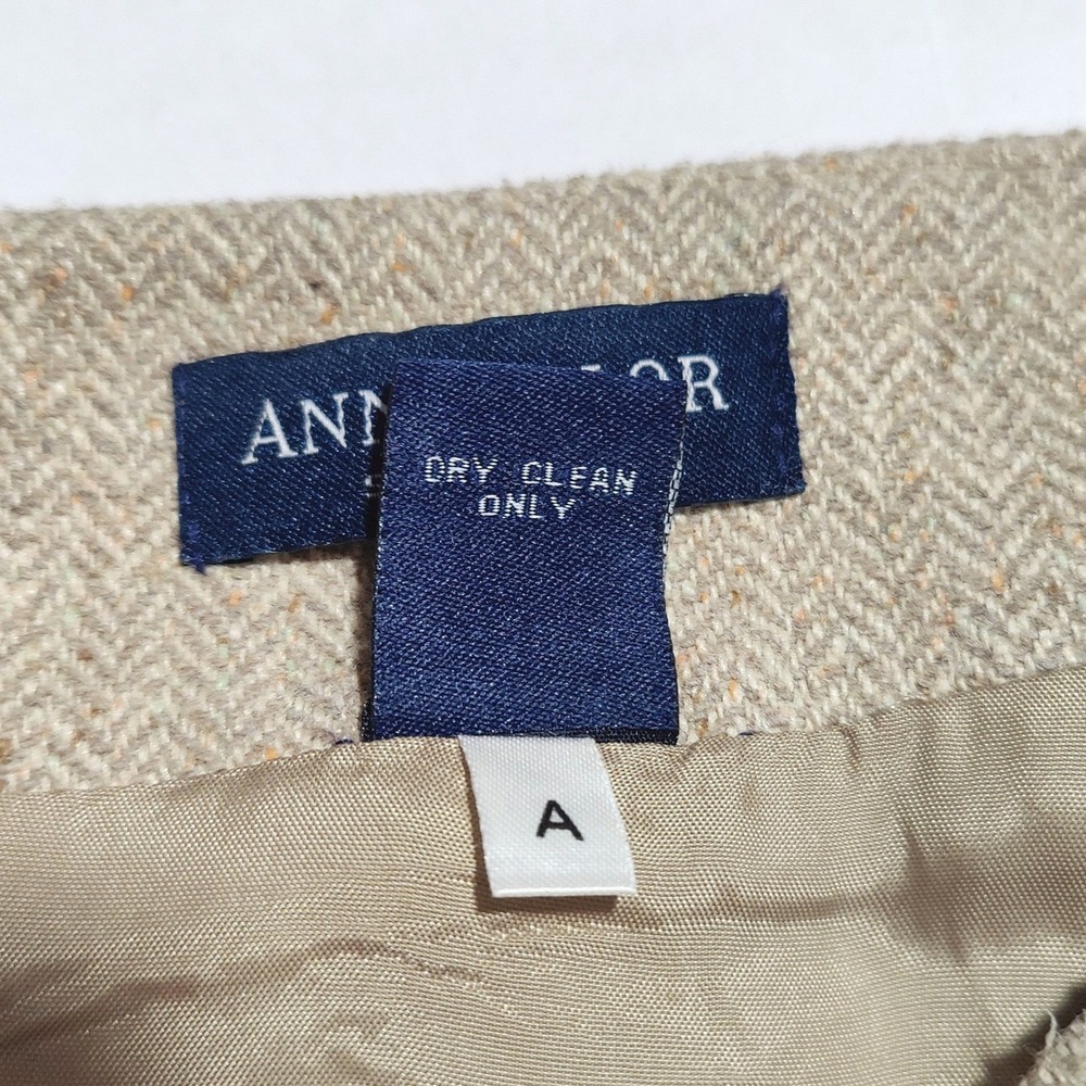 Ann Taylor Silk Wool Herringbone Maxi Pencil Skirt 12 Beige Tan Quiet Luxury - Picture 9 of 9